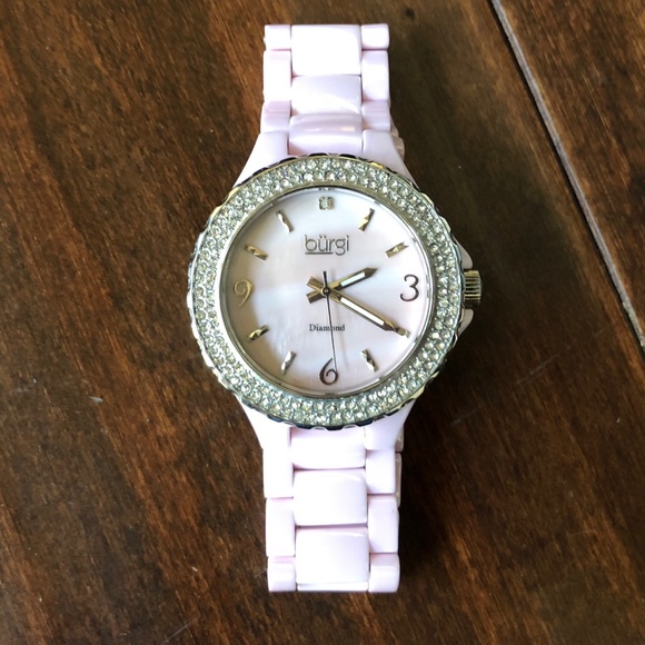 Burgi Diamond Ceramic Mother of Pearl Watch - Picture 7 of 8